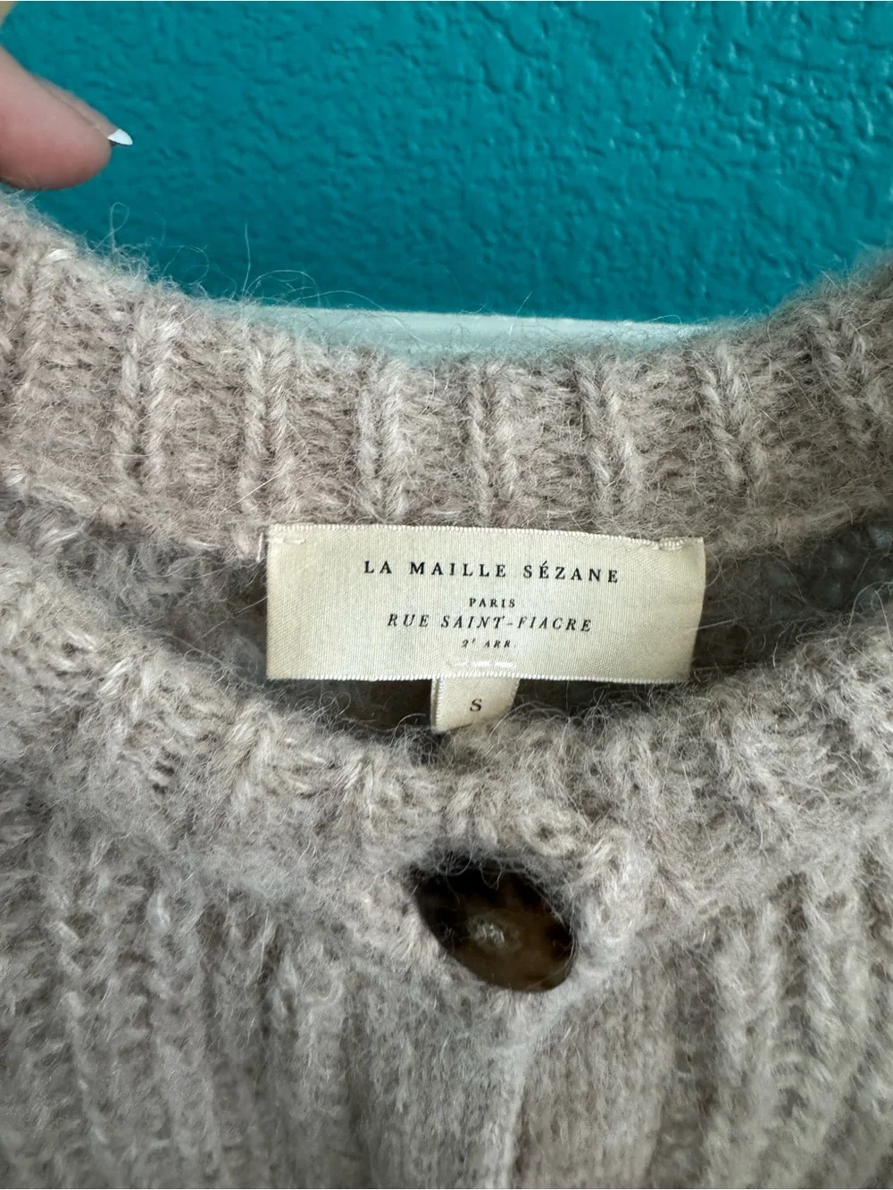 Sezane Light Beige Emile Cardigan - Picture 3 of 6
